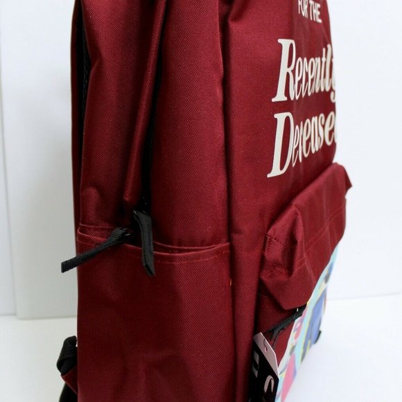 Beetlejuice Large Maroon Zip Backpack - Picture 2 of 6